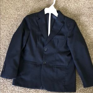 Boys navy blue suit jacket size 6 EUC